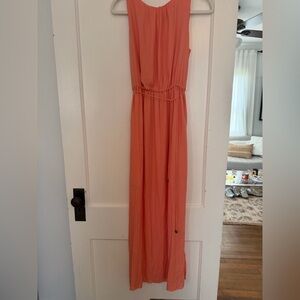 Zara Coral Maxi Dress with Waist Tie